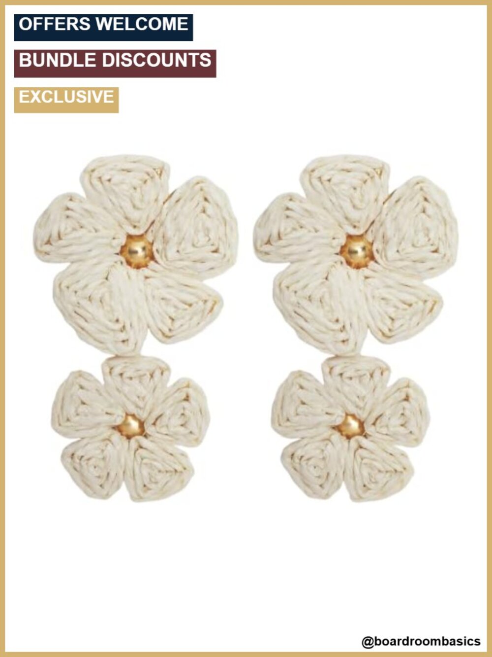 Boho Flower Raffias Dangle Earrings Statement Rattan Straw Drop